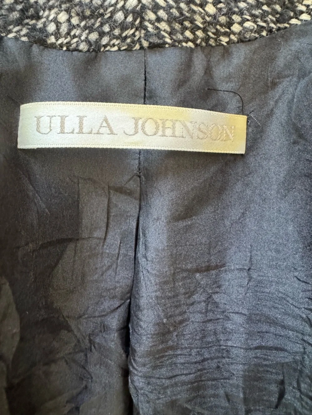 Ulla Johnson Black White Alpalca Tweed Boucle Open-Front Cropped Jacket Small